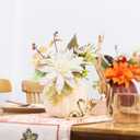 SY Super Bang Fall Pumpkins Decor, White Artificial Flower Plant Berry Foam Faux Big Pumpkins Decorations, for Autumn Harvest Thanksgiving Wedding Fireplace Table Centerpieces Party Decor.