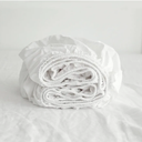 Simple&Opulence Linen Fitted Sheet (1 Piece) Deep Pocket Mattress Cover Natural Flax Cotton Blended Soft Breathable Bedding - White, Twin Size