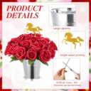 Yinder 32 Pcs Derby Day Horse Party Decorations, The Roses Centerpiece with Horse Racing Centerpiece Sticks, Simulated Iron Flower Pots, Artificial Rose for Derby Day Racing Birthday Party Supplies