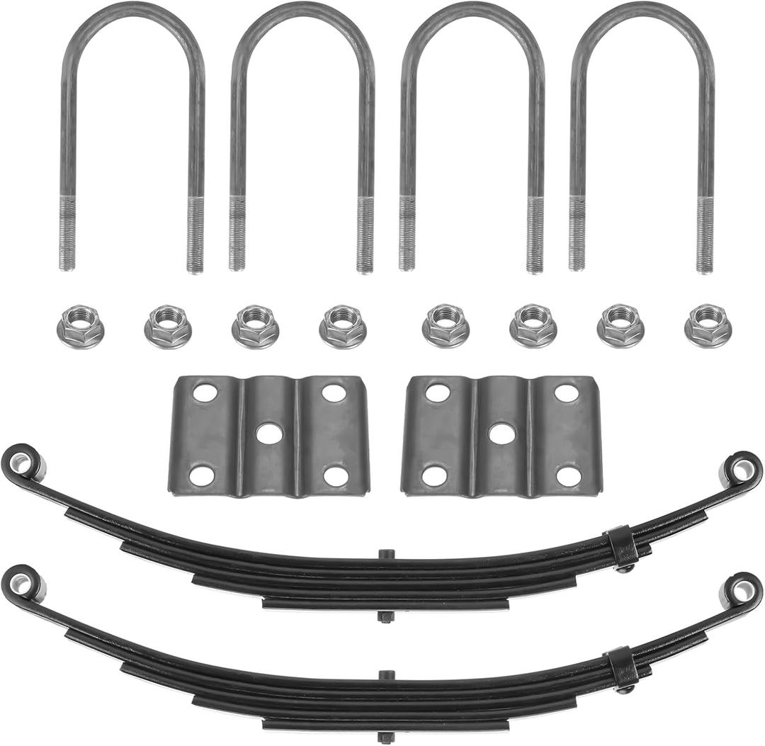 Single Trailer Leaf Spring 5 Leaf Double Eye 3000 lbs Cap for 6000 lbs Axle Suspension & U-Bolt kit 25-1/4" Length fits for SW5 - Set 2