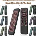 iPazzPort Mini Air Mouse Remote Keyboard with 7-Color Backlight for Android TV Box, Smart TV, HTPC, Projector; Rechargeable Dual-Mode Universal Controller for Couch Browsing