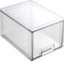 BINO | Stackable Storage Drawers, Tall Small - Clear | THE CRATE COLLECTION | Storage Bins With Drawers Bathroom Organizers and Storage Organization and Storage Under Sink Organizer Vanity Cabinet