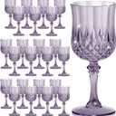 HTTBEIZI 7OZ Plastic Wine Glasses, Reusable Vintage Goblets Unbreakable Drinking Glasses Crystal Water Cups Champagne for Wedding, Parties (24, Dark Purple)