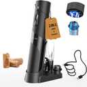 CIRCLE JOY Rechargeable Wine Opener Electric Wine Bottle Opener, 7-in-1 Wine Gift Set with Electric Vacuum Pump, Charging Station, Foil Cutter, Wine Aerator Pourer and 2 Wine Stoppers, Black