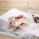 Hipiwe Vintage Metal Jewelry Box Small Treasure Chest Case Trinket Organizer Earrings Necklace Bracelet Storage Box Ring Box Holder Keepsake Box for Women (Beige)