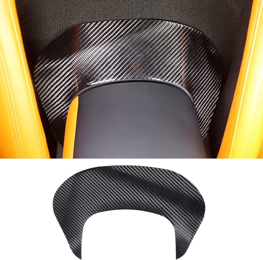 Rear Center Trim Cover Sticker for Chevrolet Corvette C7 2014 2015 2016 2017 2018 2019 Accessories, Center Console Armrest Rear Trim Frame, Rear Central Armrest Cap Cover Decal, Carbon Fiber (Black)