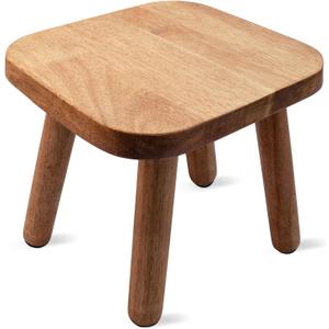 Small Wooden Step Stool, 9.3 x 9.3 x 9 Inch One Step Stool for Adults, Short Wooden Stool for Bathroom, Bedroom, Kitchen, Easy to Assemble, Holds up to 300 Lbs