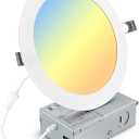 Elaruslux 7 Inch 3CCT Ultra-Thin LED Recessed Light with Junction Box, 3000K/4500K/6000K Selectable, 18W Eqv 125W, Dimmable Ceiling Lights 1600LM Brightness Canless Wafer Downlight