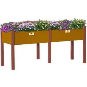 Raised Garden Bed with Legs, 24x31x71 inch Elevated Wood Planter Box with Liner for Growing Vegetables, Flowers