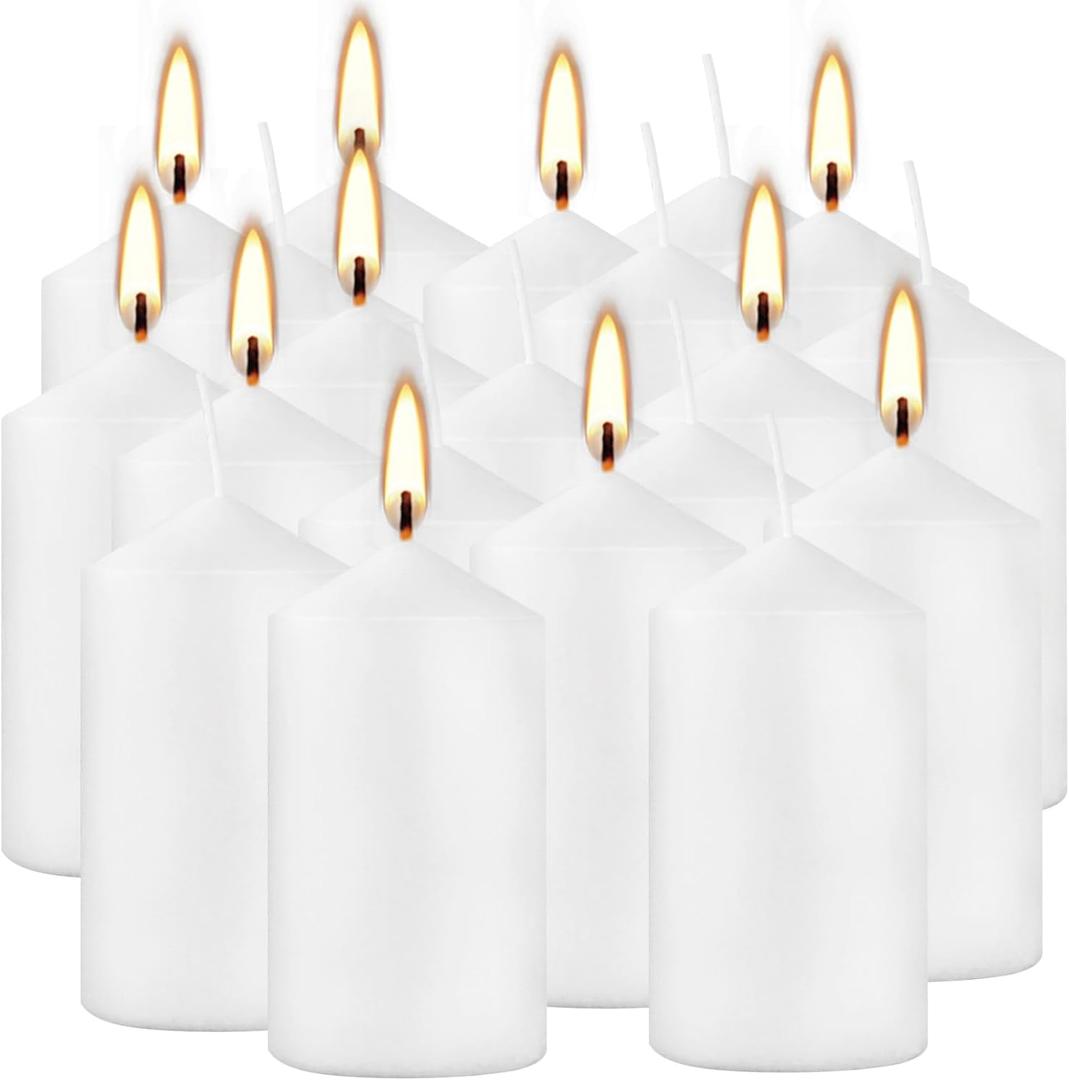 20-Piece White Taper Candles (2x4 inches) | Unscented, Dripless & Smokeless | Clean-Burning Dinner Candles for Weddings, Parties, Dinner Table Decor, Home Dining, Church Ceremonies & Celebrations