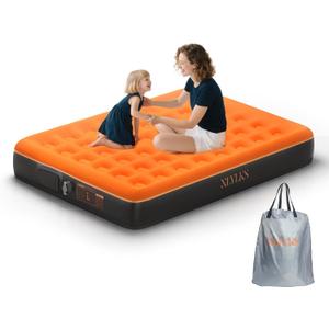 Queen Air Mattress with Built-in USB Rechargeable Pump, 10 Blow up Mattress for Adults, 600 LBS Portable Air Bed,Camping Inflatable Mattress for Guest, Camping, Home & Travel, Carry Bag Included