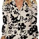 LOMON Button Down Shirt Women Fall Lantern Long Sleeve Blouses Casual Shirts Size L