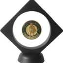 HillSpring 3.6" Clear Display Stand, 3D Floating Display Frame for Medallion Challenge Coin, Medal, Specimen, Stand Box, Jewelry Holder (Black)