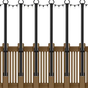 NUERPO 6 Pack String Light Poles,5Ft Metal Poles for Outdoor String Lights,Outdoor Light Poles with Post,Poles/Stand for Outside,Patio,Deck,Backyard,Garden Wedding,Party
