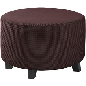 H.VERSAILTEX Ottoman Cover Stretch Ottoman Slipcover Round Ottoman Storage Cover Folding Stool Covers Furniture Protector Cover for Footrest Ottoman Fit Dia 30" - 41", Chocolate