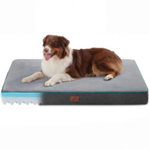 Bedsure Memory Foam Dog Beds Large Sized Dog - Orthopedic Pet Beds for Crate with Removable Washable Cover and Nonskid Bottom, Plush Flannel Fleece Top Pet Mat, Grey