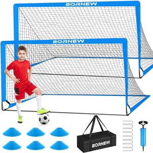 Kids Soccer Goal for Backyard Set - 2 Set of 6X4 / 4X3 ft Toddler Soccer Nets Training Equipment, Soccer Ball, Pop Up Portable Soccer Set for Kids and Youth Games and Training Goals Ages 3-16 Gift