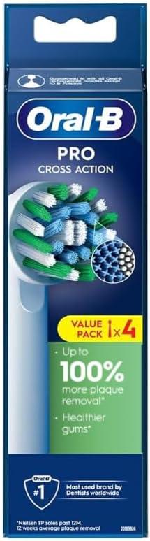 Oral B Cross Action Electric Toothbrush Replacement Brush Heads Refill, 4Count (4 Count (Pack of 1))