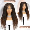 WIGER Ombre Brown Senegalese Twist Braided Wigs Full Double Lace Braided Wig Black Women Two Twist Braid Curly Wig Spiral Coiled Braid Wigs Pre Plucked with Baby Hair 24 Inch