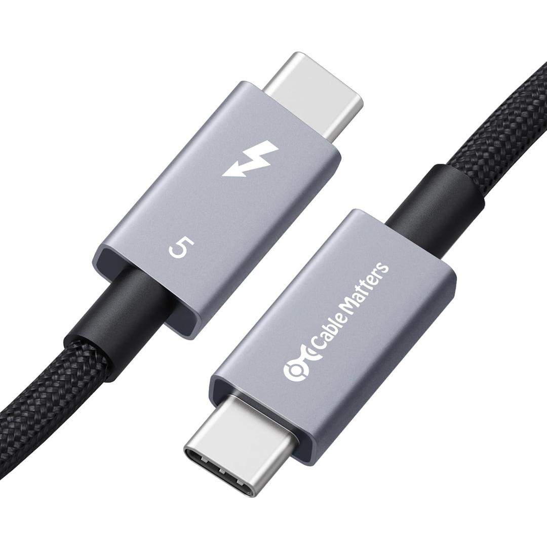 Cable Matters [Intel Certified] 80Gbps Premium Braided Thunderbolt 5 Cable with up to 120Gbps Bandwidth Boost and 240W Charging in Black - 1m / 3.3ft, Compatible with Thunderbolt 4/3, USB4, and USB-C