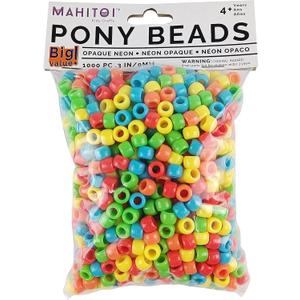 1000+ Neon Multicolor Beads 9x6 Bright Craft Beads for DIY Craft, Bracelets, and Creative Art Projects for 4 Years Grade Age and Plus