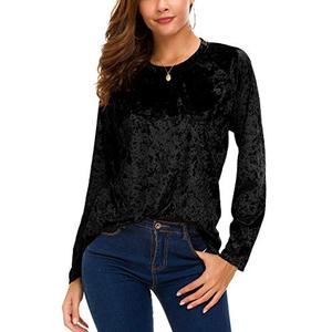 Women's T-Shirt Casual Long Sleeve Top (Small, Black)