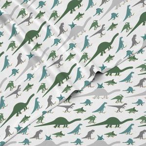 4-Piece Skateboarding Dinosaur Sheet Set for Boys & Kids - 1 Full Flat Sheet, 1 Full Fitted Sheet & 2 Queen Pillowcases, Soft Brushed Microfiber Polyester Bed Sheet, Smooth & Durable
