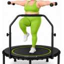 40" Bungee Rebounder Trampoline for Adults, 460LBS Low Impact Quiet Foldable Mini Trampoline, Easy Assembly Indoor Fitness Rebounder with Handle for Whole-Body Workout