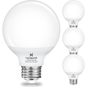 hansang G25 LED Globe Light Bulbs, Bathroom Vanity Light Bulbs E26 Base Warm White 2700K for Bedroom Makeup Mirror Lights, 60W Equivalent(5W), 500LM Non-dimmable,4Pack