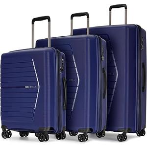 GinzaTravel Luggage 3 Piece Set Suitcase Spinner Hardshell Lightweight TSA Lock,Expandable Luggage Sets with PP Material (Navy Blue), OD-PP-7015