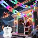 Christmas Outdoor Battery String Lights Decorations - 10 Ft 160 LED Plastic Chain String Lights with Waterproof, 8 Lighting Modes and Timer Function