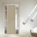 gonnrly Accordion Door Curtain - 100% Light-Blocking Bedroom Door Curtain with Included Rod for Easy Installation, Suitable for Doorway Privacy Beige 43" W x 78" L