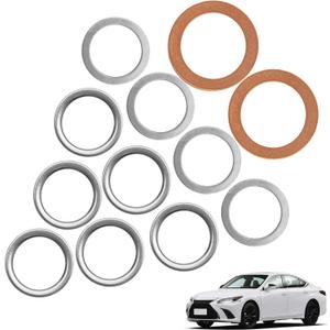 12-Pack Transfer & Differential Case Drain Plug Crush Washer Gasket Kit - OEM 1215710010 9043024003 90430A0003 Replacement for Toyota Lexus 4Runner Tundra Land Cruiser Tacoma FJ RAV4 Highlander