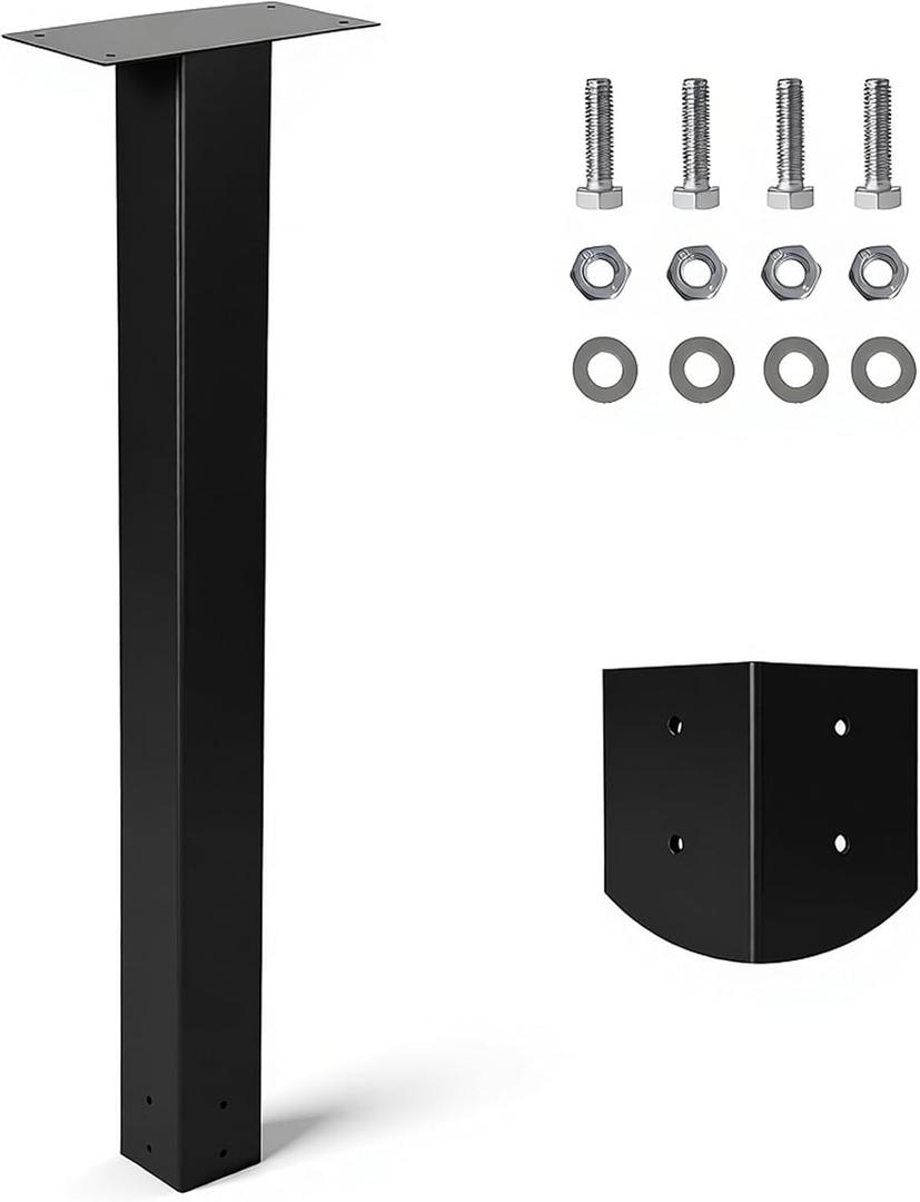 43" Heavy Duty Galvanized Steel Mailbox Post - Rustproof 4x4 Black In-Ground Mount, USPS Compliant, Easy DIY Installation for Standard Mailboxes