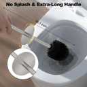 Stain Nickel Toilet Brush and Holder SetStainless Steel Heavy Duty Toilet Bowl BrushExtra Long Handled Modern Toilet Cleaner Brush with Replaceable Head, Removable Inner Bowl, and Splash Protection