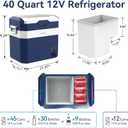 Megiu 12 Volt Refrigerator Car Fridge Portable 12V 40 Quart Freezer Compressor Cooler 12V/24V DC 110240 V AC for Truck Van RV Camper SUV and Home Use