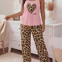 CHICME Womens Pajamas Set 2 Piece Adjustable Strap Tank Pj Set Loose Printed Pants Sleepwear Lounge Sets (M)