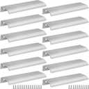 Back Mount Finger Edge Pull 150mm/5.9", luminum Hidden Handle Concealed Tab Pulls for Home Kitchen Living Room Door Drawer Cabinet (12Pcs, Silver)