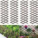 4 Pcs Expandable Garden Trellis, Wooden Lattice Wall Fence Trellis for Climbing Plants Ivy Vine Rose Clematis 13" x 68" for Outdoor Garden Patio Room Decor (4)