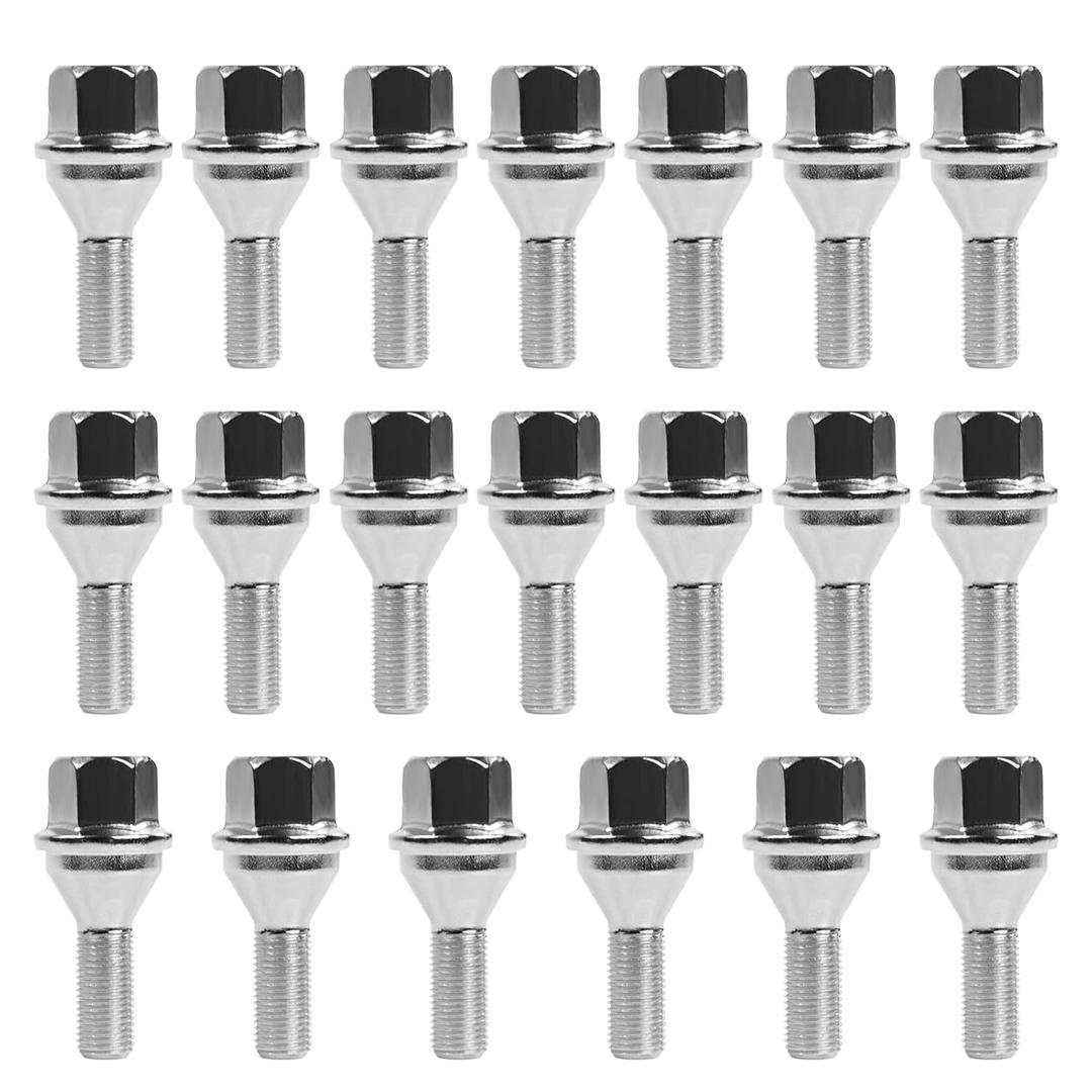 CHENACC M12x1.25 Wheel Lug Bolts, 20PC 17mm Hex Solid ET Chrome Studs, 22mm Shank One-Piece Design Chrome Studs for Dodge Hornet 2023+, Fiat 500/500L/500X Factory Wheel; Replacement 68296586AA