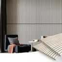 Art3d 2 Wood Slat Acoustic Panels for Wall and Ceiling - 3D Fluted Sound Absorbing Panel with Wood Finish - White Elm