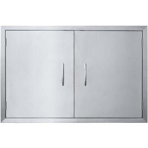 JIE JIN 35" W X 24" H Outdoor Kitchen Doors Double Doors 1.2mm Thickness 304 Brushed Stainless Steel BBQ Access Door BBQ Island Doors Outdoor Kitchen Accessories Door for Outdoor Kitchen BBQ Island