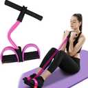 Multifunction Tension Rope, 6-Tube Elastic Yoga Pedal Puller Resistance Band, Natural Latex Tension Rope Fitness Equipment, for Abdomen/Waist/Arm/Leg Stretching Slimming Training (Pink)