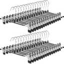 POZEAN Pants Hangers with Clips 30Pack, 12Inch Adjustable Skirt Hangers for Women, Space Saving Non-Slip Hangers for Shorts, Jeans, Coat, Kids' Clothes (Black, 30Pack)