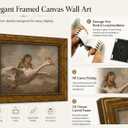 Gold Framed Frog Riding Goose Wall Art, Whimsical Canvas Print, 24x16