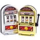 BigOtters Mini Slot Machine Toy, Count of 4 Mini Lucky Slot Machine Bank for Creative Festival Birthday Cake Decor Casino Las Vegas Night Theme Party Decorations