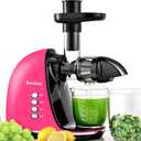 Slow Masticating Juicer, Brecious Cold Press Juicer with 2 Speed Modes & Quiet Motor, Juicer Machines Vegetable and Fruit with Reverse Function, Celery Juicer, BPA-Free, Easy to Clean (Pink)
