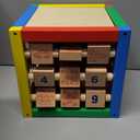 Play22 Wooden Activity Cube for Baby - 6 in-1 Baby Activity Play Cube with Bead Maze, Shape Sorter, Abacus Counting Beads, Counting Numbers, Sliding Shapes, Removable Bead Maze, 8Pcs Stacking Cups