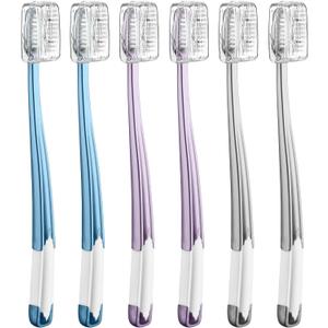 Soft Toothbrushes for Adults, Manual Soft Bristle Flossing Toothbrush with Covers, Periodontist Design Tapered Bristles for Sensitive Teeth and Gums, 6 Count