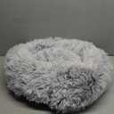 JOLLYVOGUE Small Dog & Cat Beds for Indoor Cats - 20 inches Calming Donut Dog Bed for Kittens & Puppies, Washable Round Fluffy Plush Faux Fur Pet Beds (Smoke Grey)